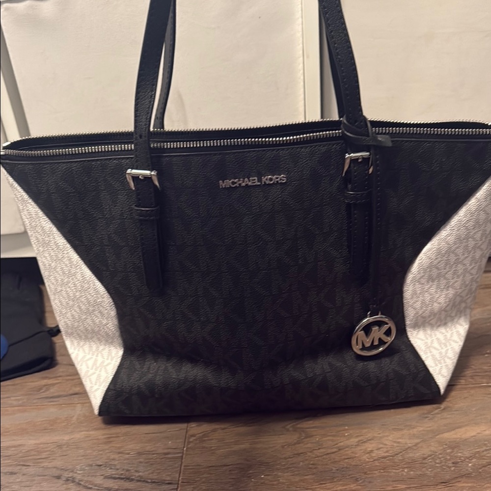 Michael Kors Coraline Black and White Tote Bag